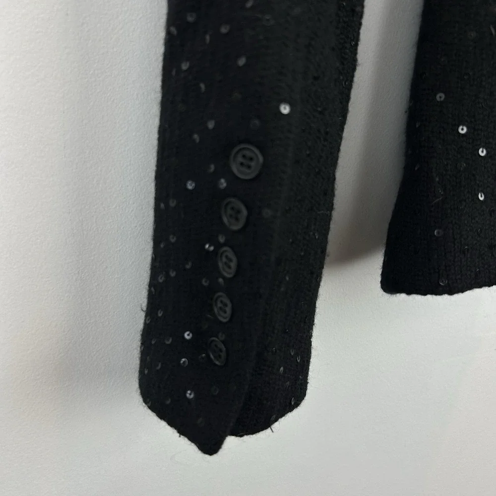 BCBG MaxAzaria Blazer Womens XS Whitley Black Sequin Wool Knit Event Cocktail
